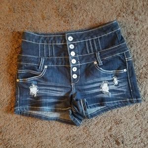 Rue 21 Size 9 High Waisted Ripped Acid Wash Shorts